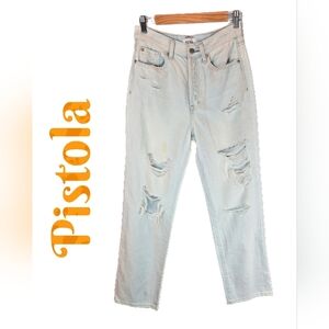 Pistola Cassie Super High Rise Straight Leg Jeans Sz 26x29.5 Super Distressed